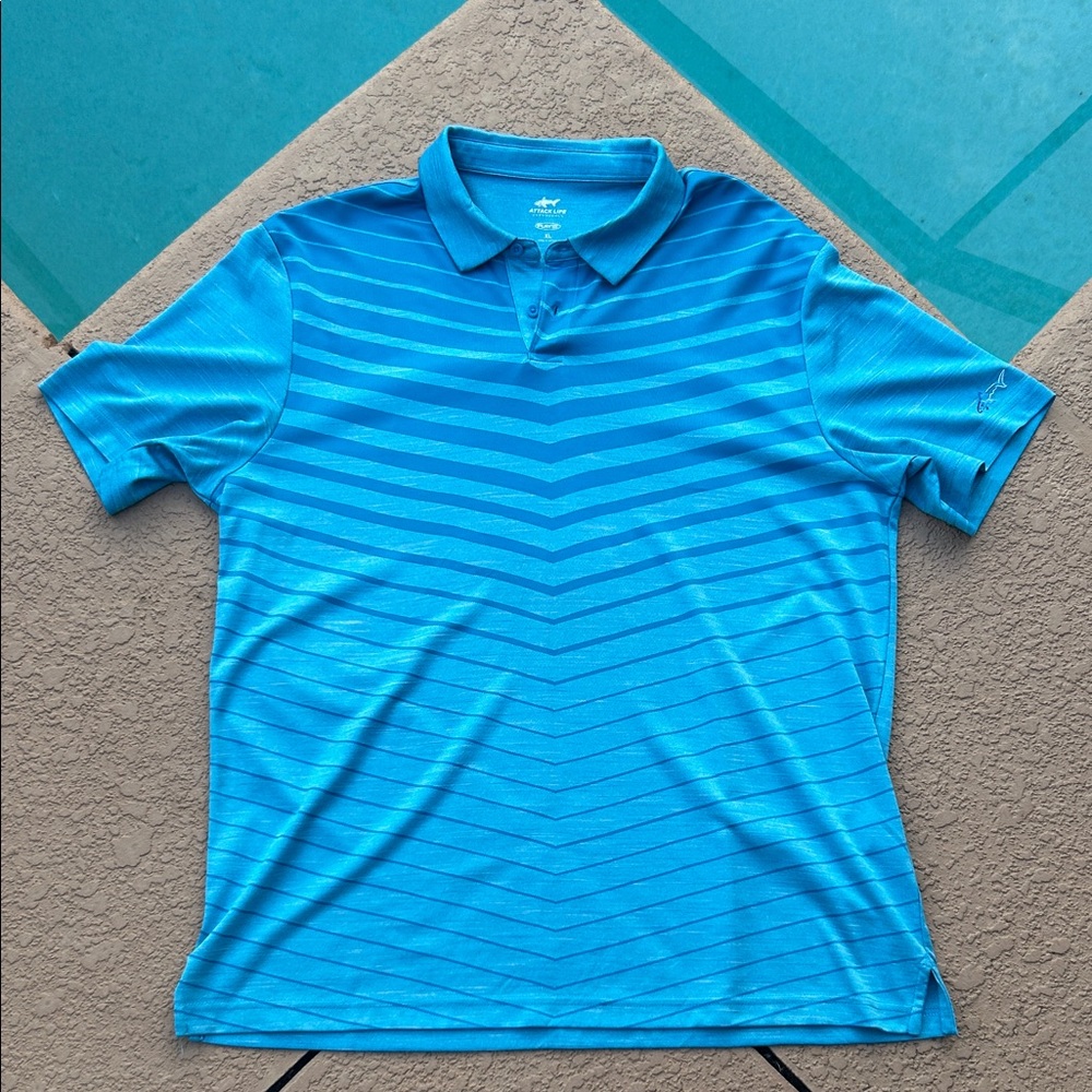 Attack Life by Greg Norman Aqua Chevron Golf Polo